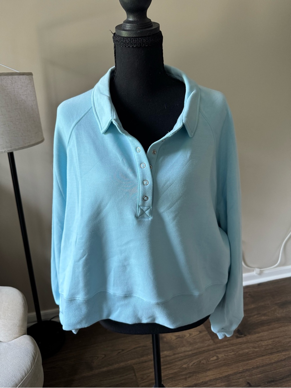 Simply Southern Light Blue Pullover Polo Sweatshirt